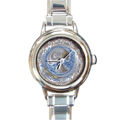 Silver Gray Blue Geometric Art Circle Round Italian Charm Watch by yoursparklingshop