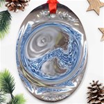 Silver Gray Blue Geometric Art Circle Oval Ornament (Two Sides) Front