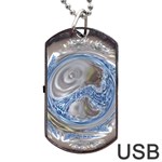 Silver Gray Blue Geometric Art Circle Dog Tag USB Flash (One Side) Front