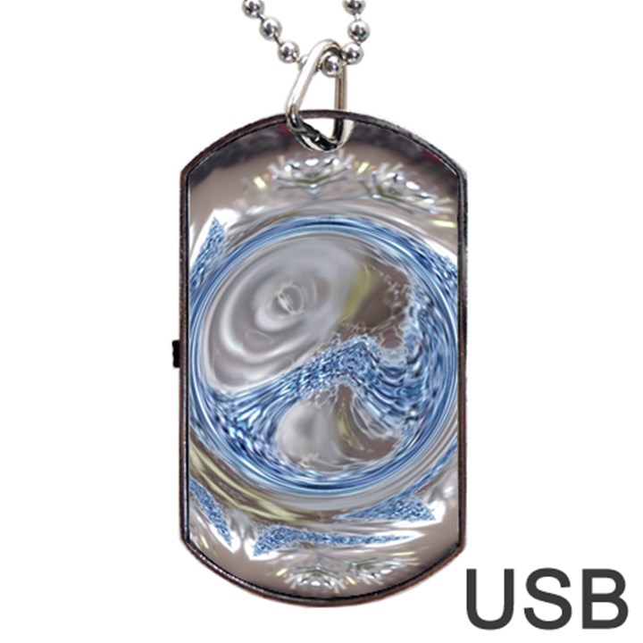 Silver Gray Blue Geometric Art Circle Dog Tag USB Flash (One Side)