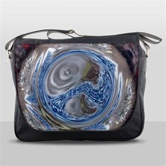 Silver Gray Blue Geometric Art Circle Messenger Bags by yoursparklingshop