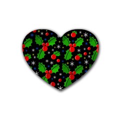 Xmas Magical Pattern Rubber Coaster (heart)  by Valentinaart