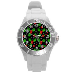 Xmas Magical Pattern Round Plastic Sport Watch (l)