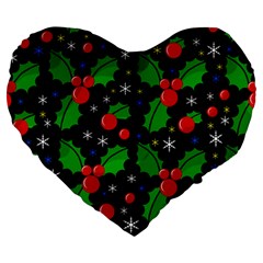 Xmas Magical Pattern Large 19  Premium Heart Shape Cushions