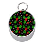 Xmas magical pattern Mini Silver Compasses Front