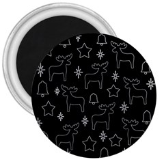 Black Xmas Pattern 3  Magnets