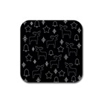 Black Xmas pattern Rubber Square Coaster (4 pack)  Front