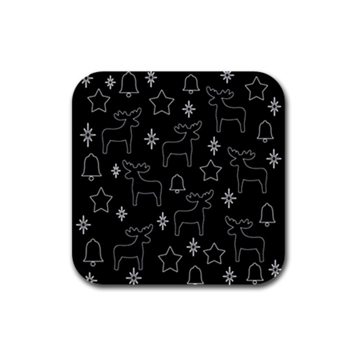 Black Xmas pattern Rubber Square Coaster (4 pack) 