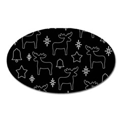 Black Xmas Pattern Oval Magnet