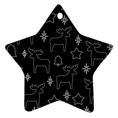 Black Xmas Pattern Star Ornament (two Sides) 