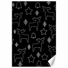 Black Xmas Pattern Canvas 24  X 36 