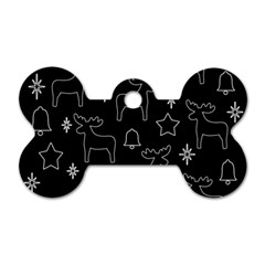 Black Xmas Pattern Dog Tag Bone (two Sides)