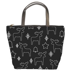 Black Xmas Pattern Bucket Bags