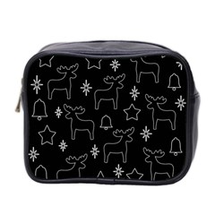 Black Xmas Pattern Mini Toiletries Bag 2-side