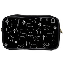 Black Xmas Pattern Toiletries Bags 2-side