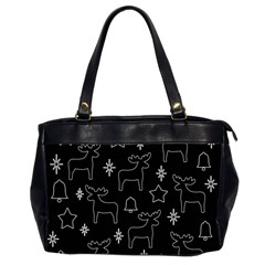 Black Xmas Pattern Office Handbags (2 Sides) 