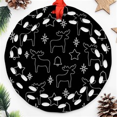 Black Xmas Pattern Ornament (round Filigree) 