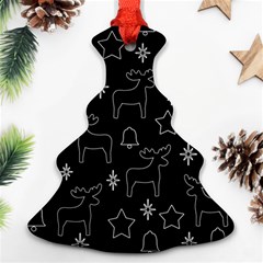 Black Xmas Pattern Christmas Tree Ornament (2 Sides)