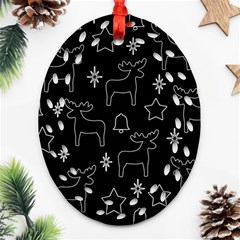 Black Xmas Pattern Ornament (oval Filigree)  by Valentinaart