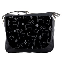 Black Xmas Pattern Messenger Bags