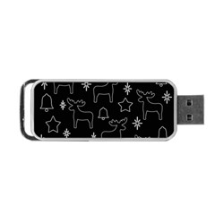 Black Xmas Pattern Portable Usb Flash (one Side)