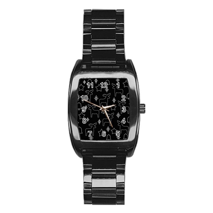 Black Xmas pattern Stainless Steel Barrel Watch