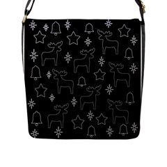 Black Xmas Pattern Flap Messenger Bag (l) 