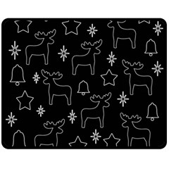 Black Xmas Pattern Double Sided Fleece Blanket (medium)  by Valentinaart