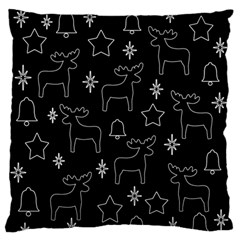 Black Xmas Pattern Large Flano Cushion Case (two Sides) by Valentinaart