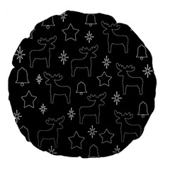 Black Xmas Pattern Large 18  Premium Flano Round Cushions