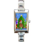 Xmas gifts Rectangle Italian Charm Watch Front