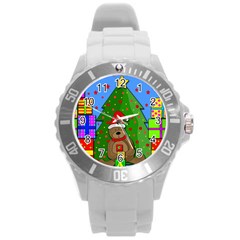 Xmas Gifts Round Plastic Sport Watch (l)