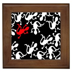 Red Lizard Framed Tiles by Valentinaart