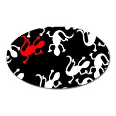 Red Lizard Oval Magnet by Valentinaart