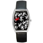 Red lizard Barrel Style Metal Watch Front