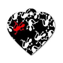 Red Lizard Dog Tag Heart (one Side) by Valentinaart