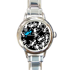 Blue Lizard Round Italian Charm Watch by Valentinaart