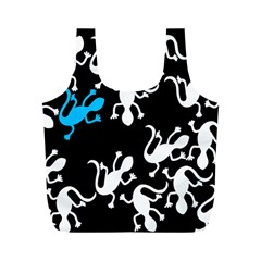 Blue Lizard Full Print Recycle Bags (m)  by Valentinaart