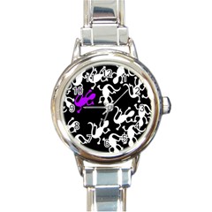 Purple Lizard  Round Italian Charm Watch by Valentinaart