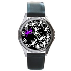 Purple Lizard  Round Metal Watch