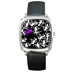 Purple Lizard  Square Metal Watch by Valentinaart