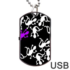 Purple Lizard  Dog Tag Usb Flash (one Side) by Valentinaart