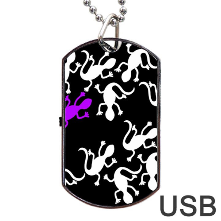 Purple lizard  Dog Tag USB Flash (One Side)