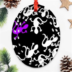 Purple Lizard  Oval Filigree Ornament (2-side) 