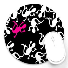 Magenta Lizard Round Mousepads by Valentinaart