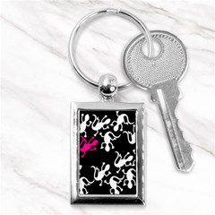 Magenta Lizard Key Chains (rectangle)  by Valentinaart