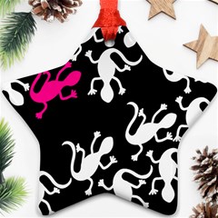 Magenta Lizard Star Ornament (two Sides)  by Valentinaart