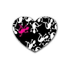 Magenta Lizard Rubber Coaster (heart)  by Valentinaart