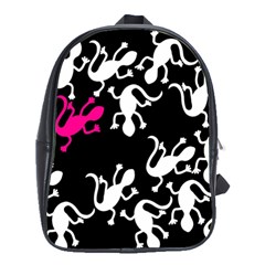 Magenta Lizard School Bags(large)  by Valentinaart