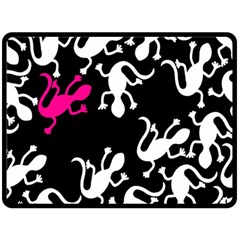 Magenta Lizard Fleece Blanket (large)  by Valentinaart